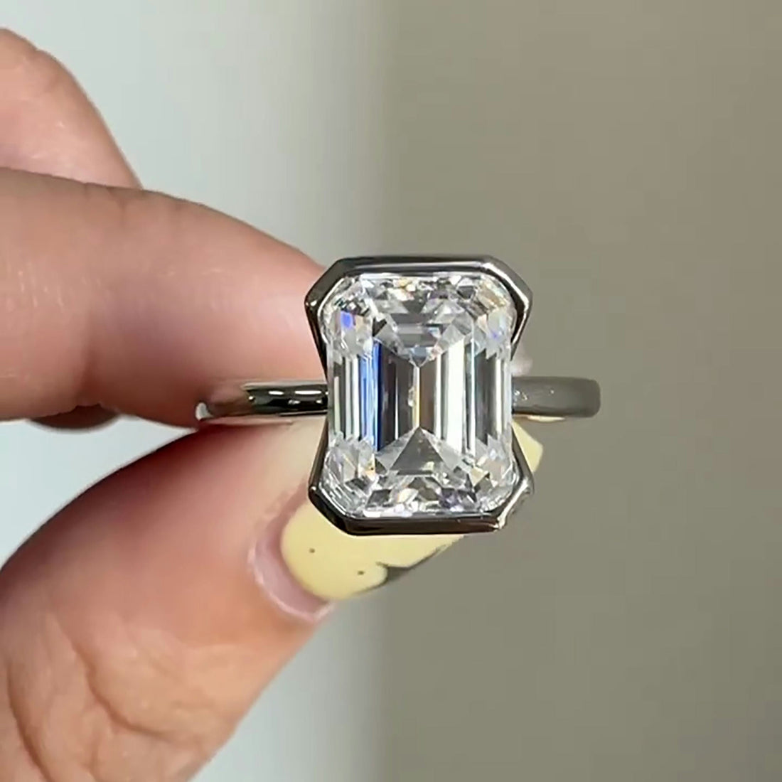 Sustainable Luxury Emerald Cut Lab Grown Diamond Engagement Ring