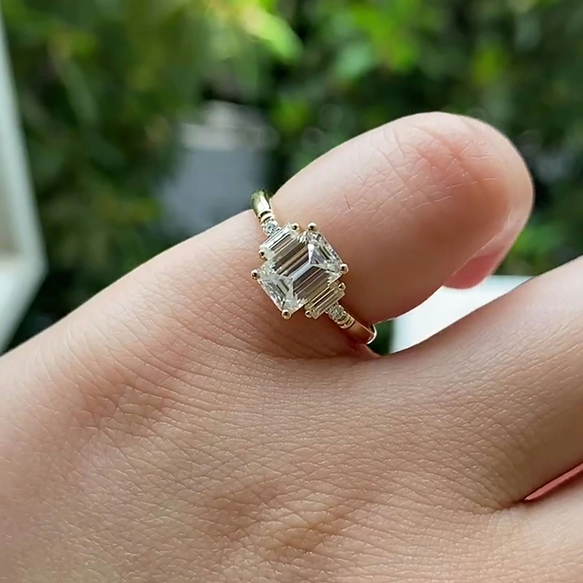 Environmentally Friendly Emerald Cut Diamond Engagement Ring