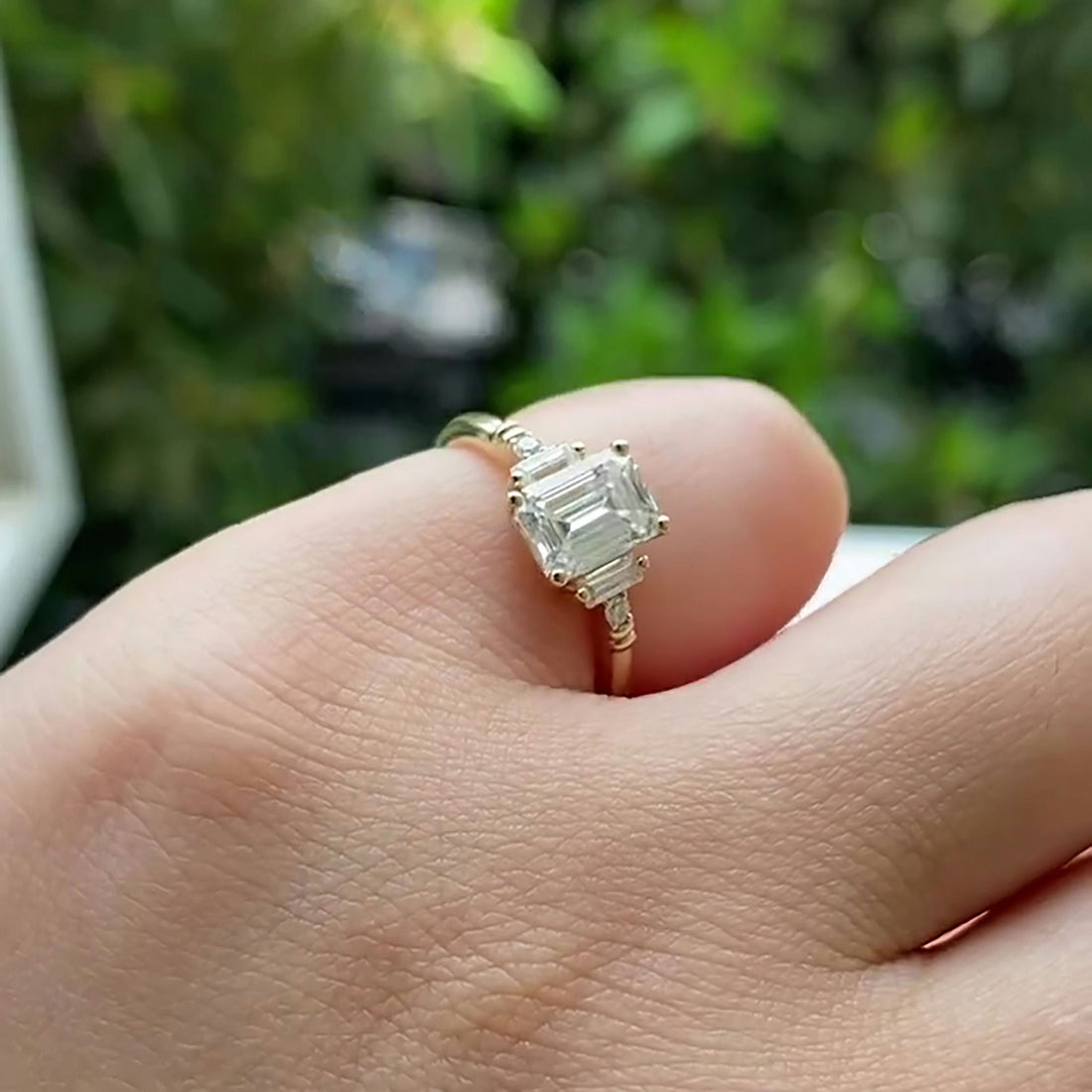 Environmentally Friendly Emerald Cut Diamond Engagement Ring