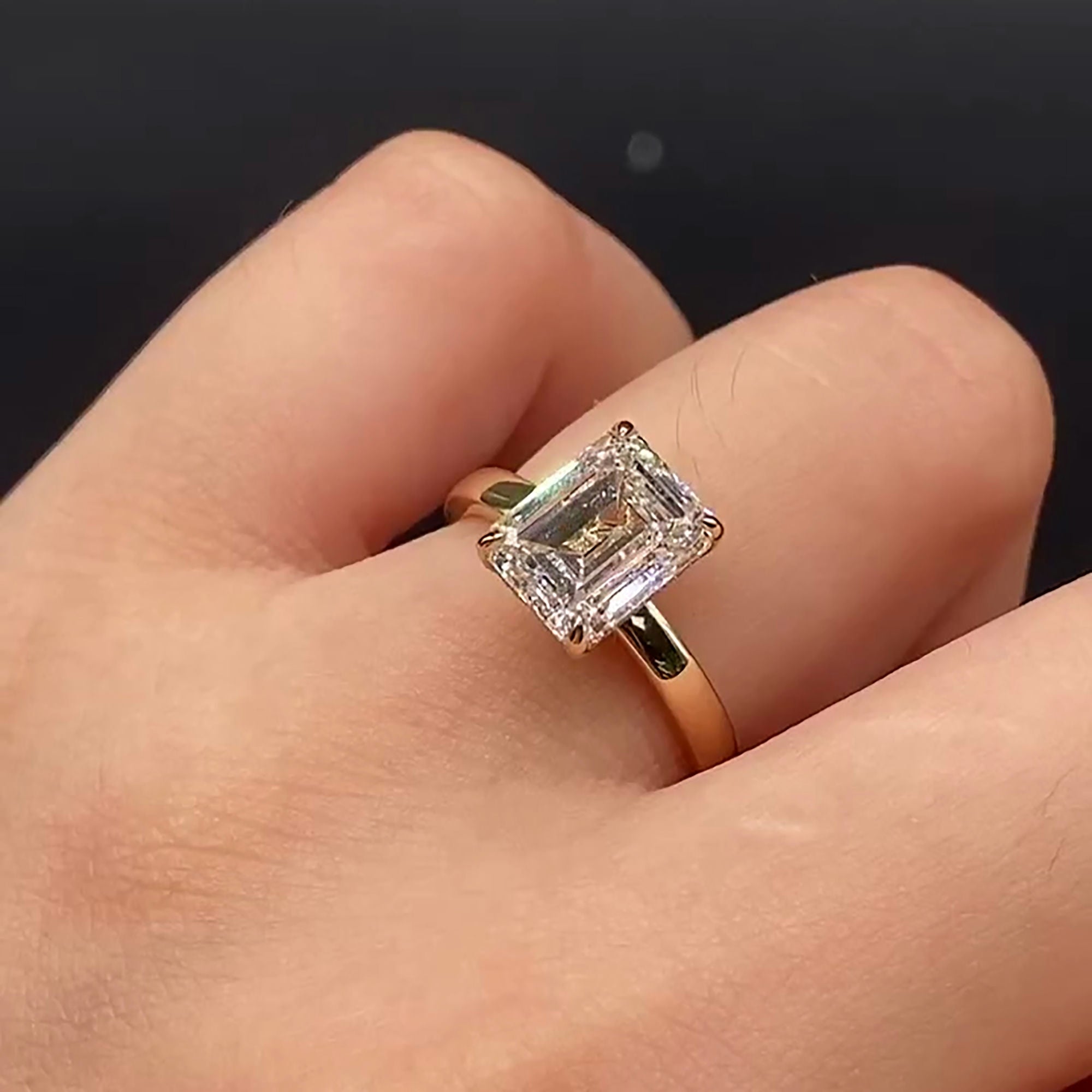 Brilliant Emerald Cut Lab Grown Diamond Engagement Ring