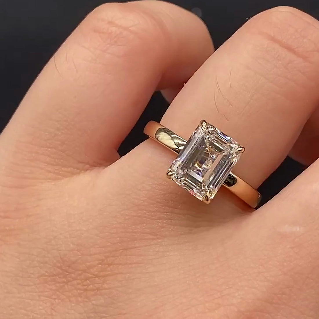 Brilliant Emerald Cut Lab Grown Diamond Engagement Ring