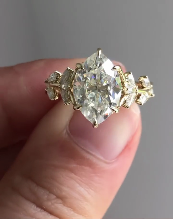 Vintage Inspired Marquise Lab Grown Diamond Ring