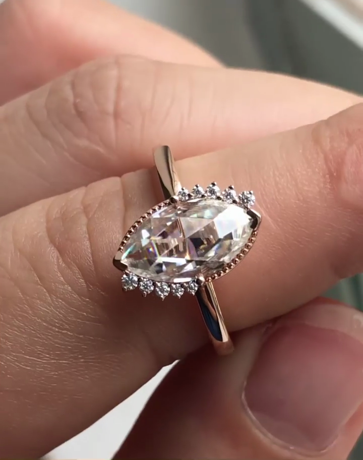 Unwavering Devotion Marquise Lab Grown Diamond Engagement Ring