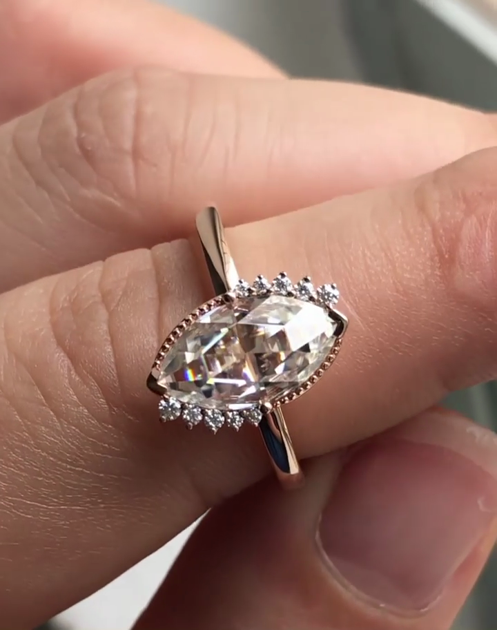 Unwavering Devotion Marquise Lab Grown Diamond Engagement Ring