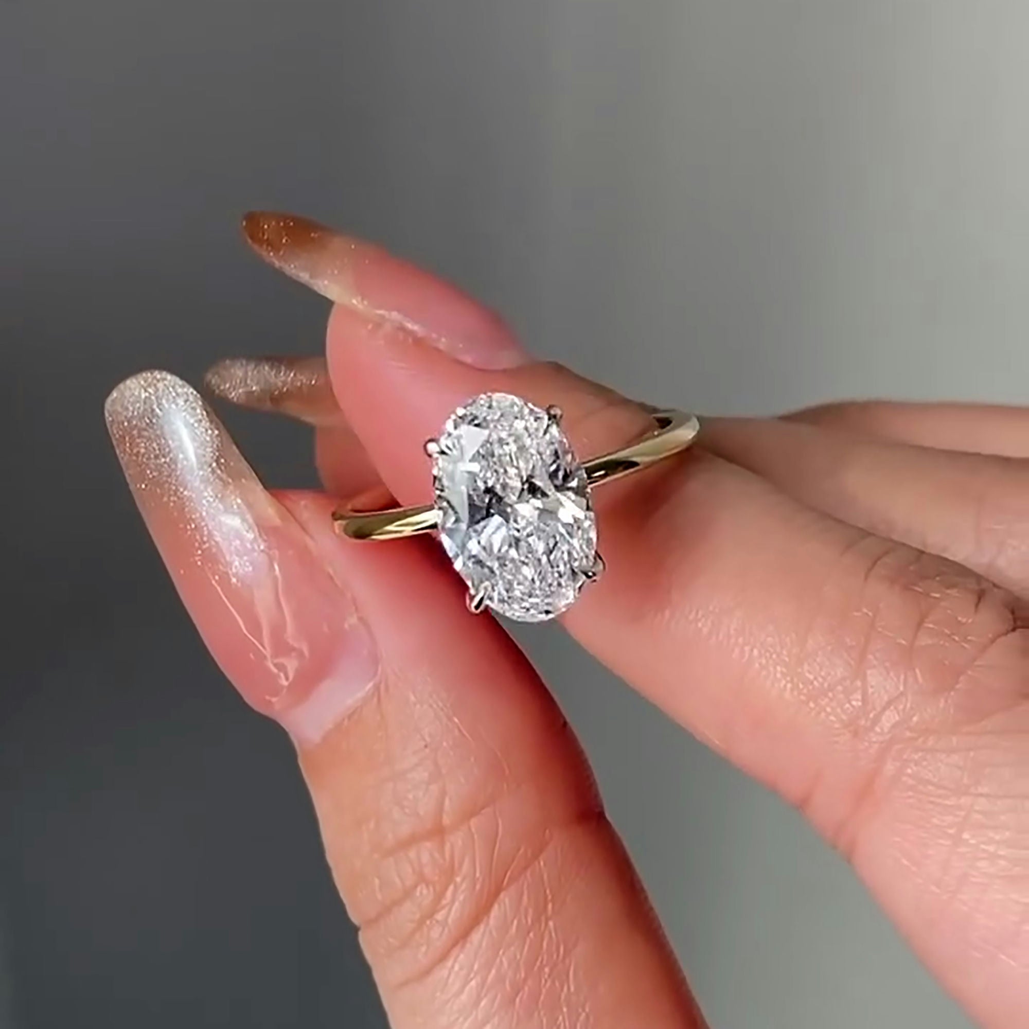 Modern Oval Lab Grown Diamond Engagement Ring