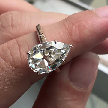 Brilliant Fire in Teardrop Pear Cut Lab Grown Diamond ring