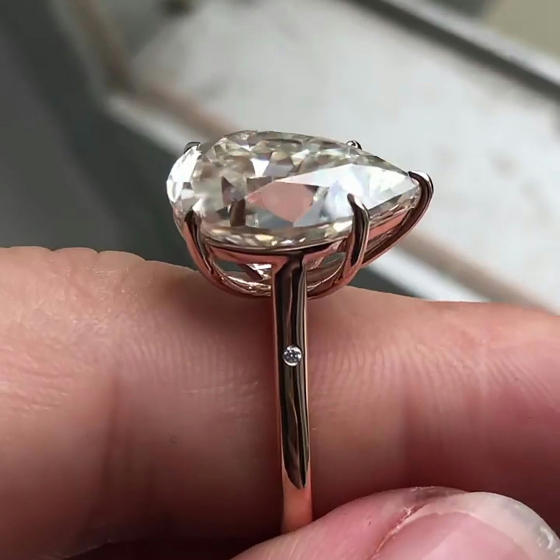 Brilliant Fire in Teardrop Pear Cut Lab Grown Diamond ring