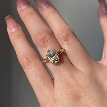 Elongated Radiant Cut lab grown Diamond Engagement Ring