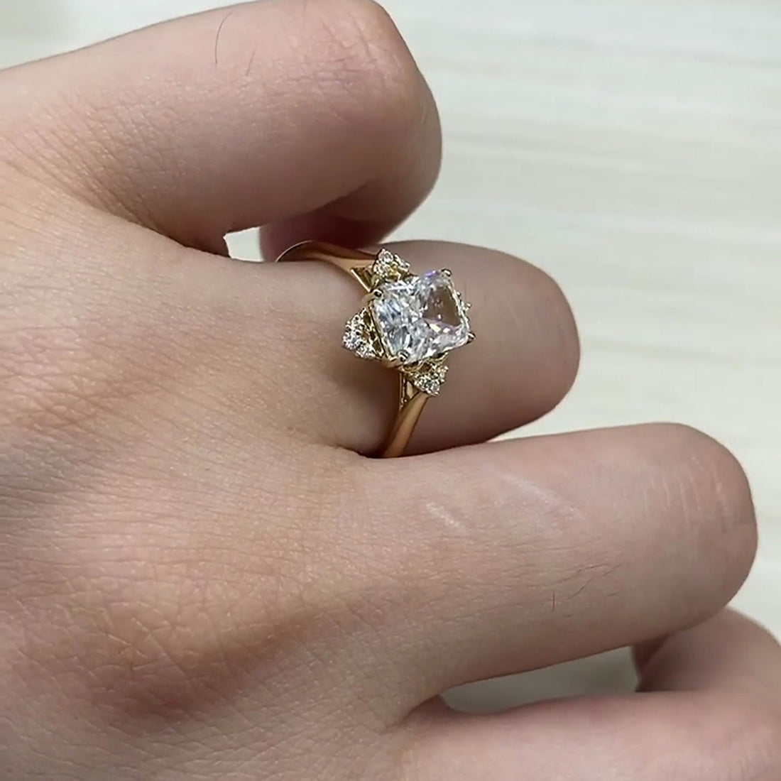 Vintage Style Radiant Cut lab grown Diamond Ring