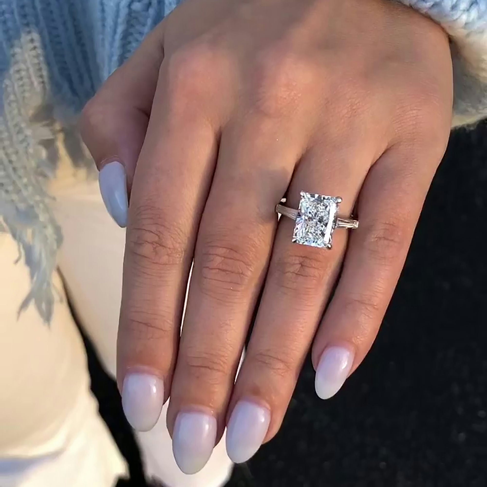 Modern Radiant Cut Diamond Engagement Ring with Tapered Band