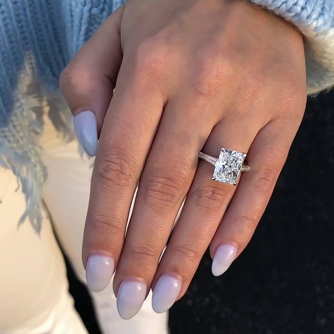 Modern Radiant Cut Diamond Engagement Ring with Tapered Band