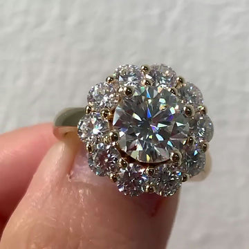 Unique Halo Lab Grown Diamond Engagement Ring