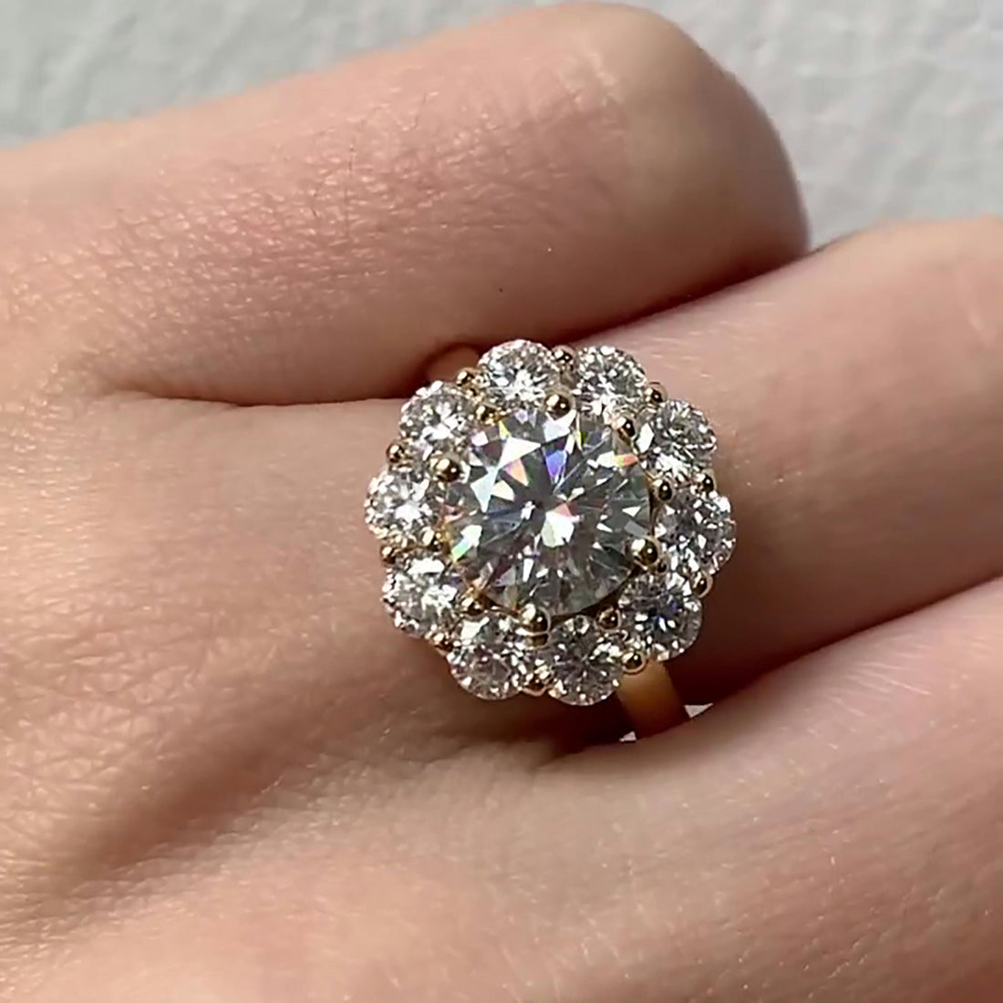 Unique Halo Lab Grown Diamond Engagement Ring